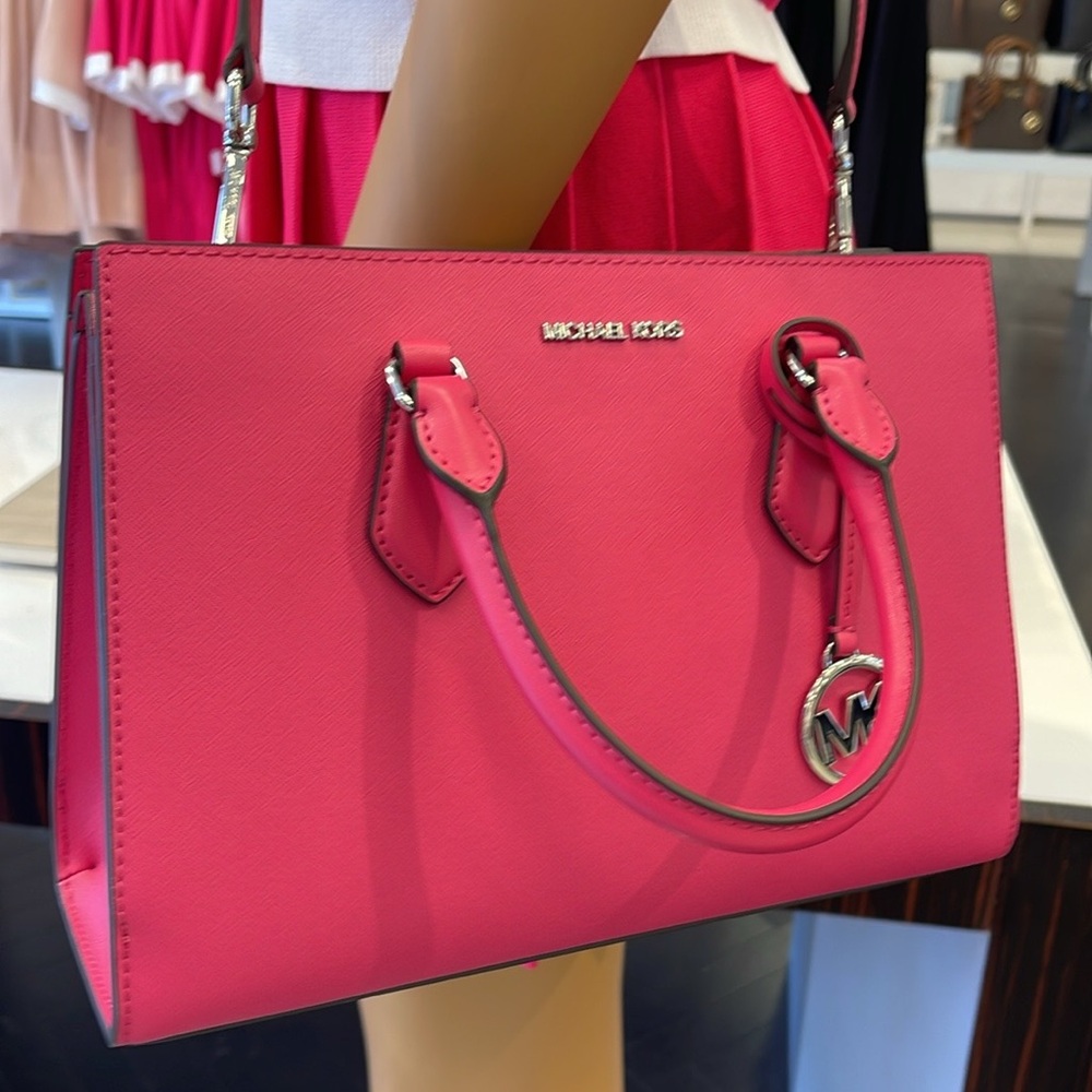 Michaela Kors Sheila Medium Faux Saffiano Leather Satchel
Dragonfruit 
NWT - Picture 9 of 16